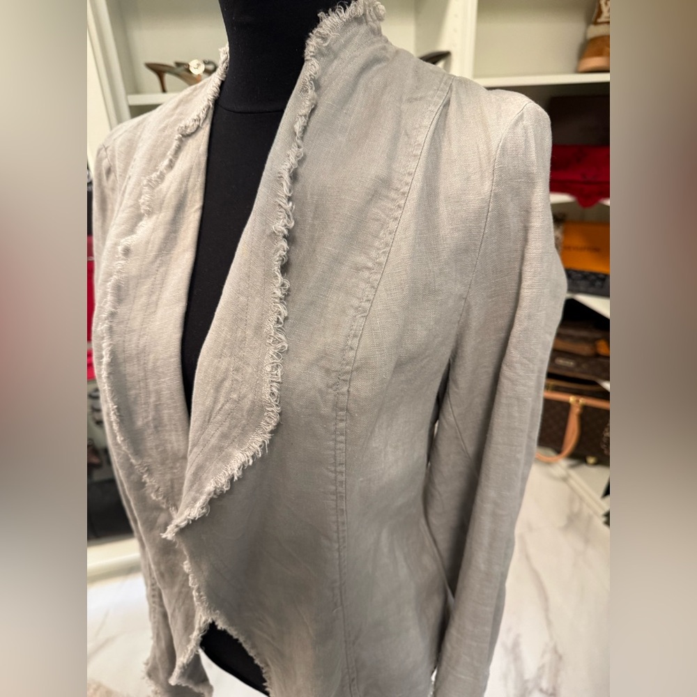 INC International Concepts Frayed Edge Light Gray Blazer SzL - Picture 2 of 7